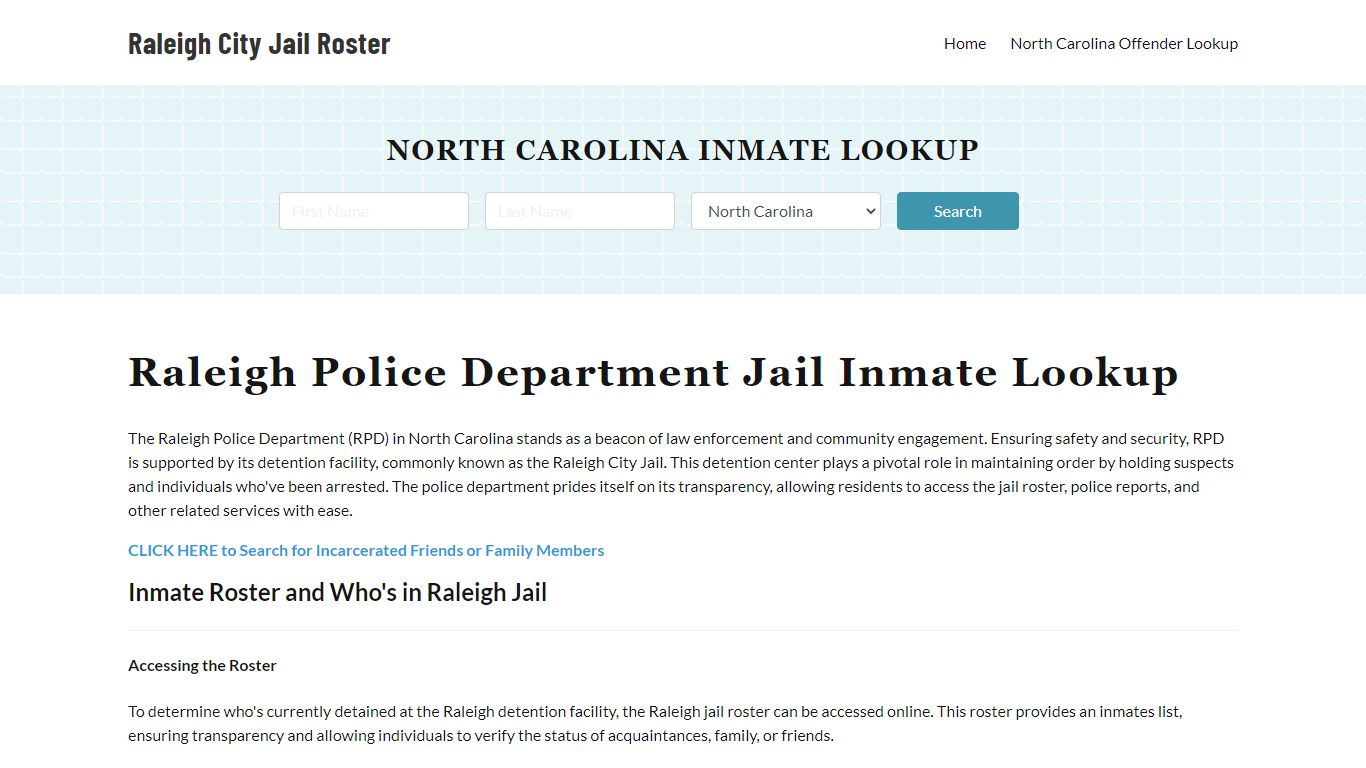 Raleigh Police Department & City Jail, NC Inmate Roster, Arrests, Mugshots